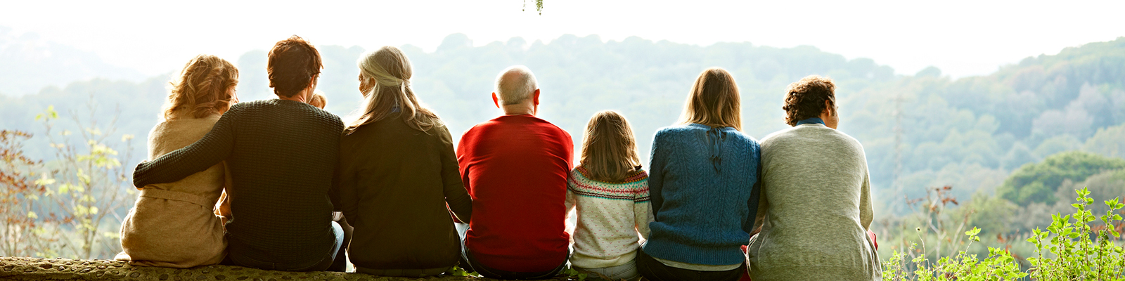 Family overlooking landscape