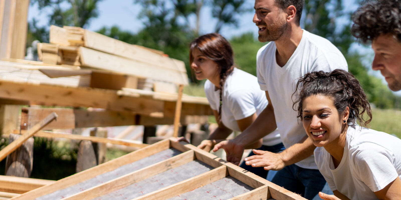 People working together on community service project